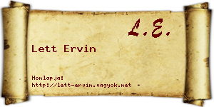 Lett Ervin névjegykártya
